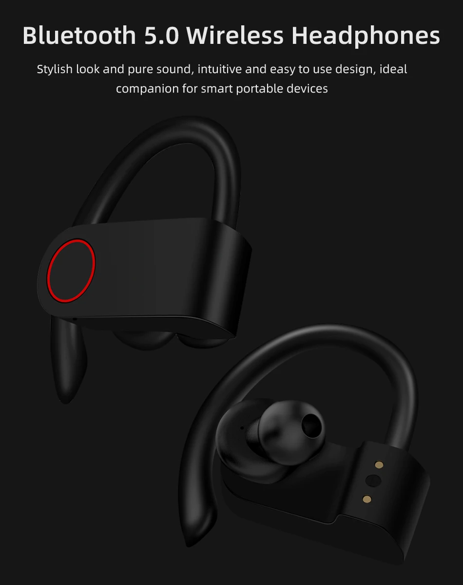 TWS Беспроводные спортивные наушники Bluetooth 5,0 наушники ушные крючки для бега с шумоподавлением IPX7 водонепроницаемые стерео наушники с микрофоном