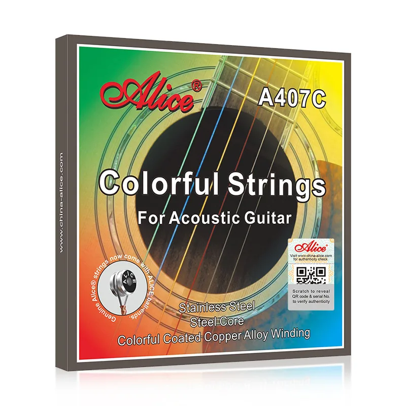 Original Alice A407C Colorful Acoustic Guitar Strings 1st 6th Guitarra