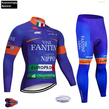 

2019 BLUE VINI TEAM Winter Thermal Fleece Cycling Jersey Bike Pants Set Mens Ropa Ciclismo 9D Bicycling Maillot Culotte Wear
