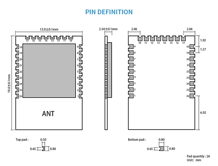 TLSR8269 ворота путь 2,4 ГГц Sigmesh BLE4.2 UART трансивер E104-BT10G 8dbm SMD PCB антенна модуль Bluetooth