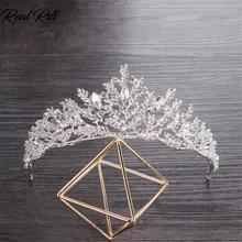 Настоящее Rill винтажная свадебная корона для невесты обруч для волос со стразами тиара с кристаллами для невесты головные уборы Свадебные аксессуары
