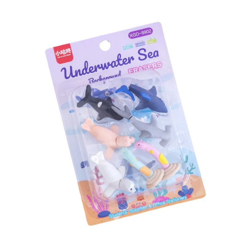 Sea Lion Shark Marine Animal Combination Eraser Creative Cute Novelty Kids Student Learning Office School Supplies Stationery