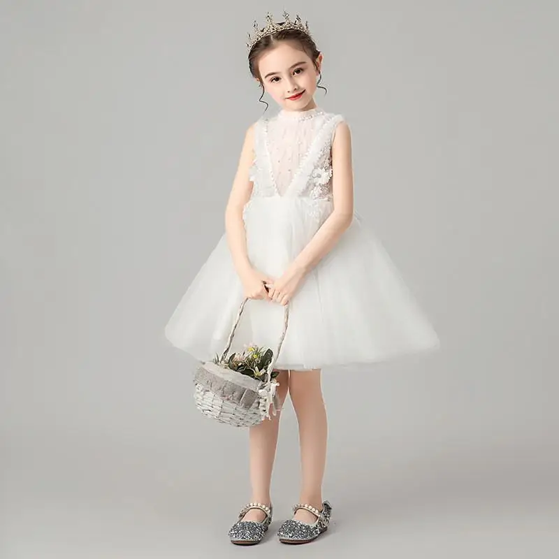 Коллекция года, Сетчатое вечернее длинное платье для девочек-подростков детский праздничный Школьный костюм для девочек белое платье для первого причастия F53