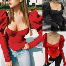 ##Special Price Fashion Women's Square Neck Sexy Sheer Casual Long Puff Sleeve Tops Ruffled Blouse Tunic Slim Fit Solid Color Shirts ##Special Price Fashion Women's Square Neck Sexy Sheer Casual Long Puff Sleeve Tops Ruffled Blouse Tunic Slim Fit Solid Color Shirts