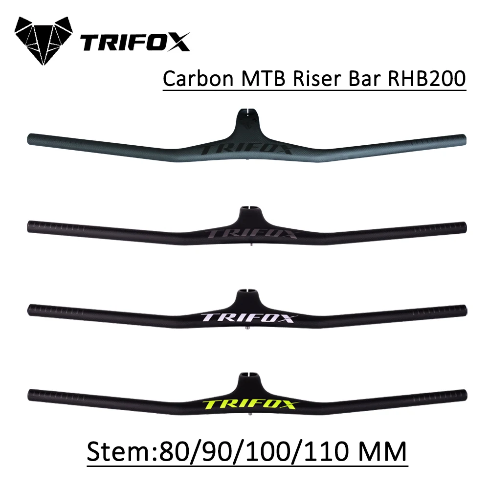 TRIFOX Full Carbon MTB Handlebar One-Integrated Mountain Bike Handlebar RHB200 3K Matte Black-17 Degree Carbon Stem mountain bike