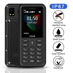 Téléphone portable robuste double SIM, GSM, 2500mAh, IP67, étanche, barre de téléphone, bouton poussoir, lampe torche, anti moustique 