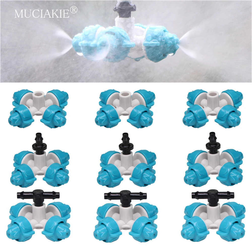 

MUCIAKIE 20 шт. 19-39 L/h крестообразные туманообразующие насадки 4/1 дюйма, искусственные распылители для сада, противотуманная головка, охлаждение теплицы