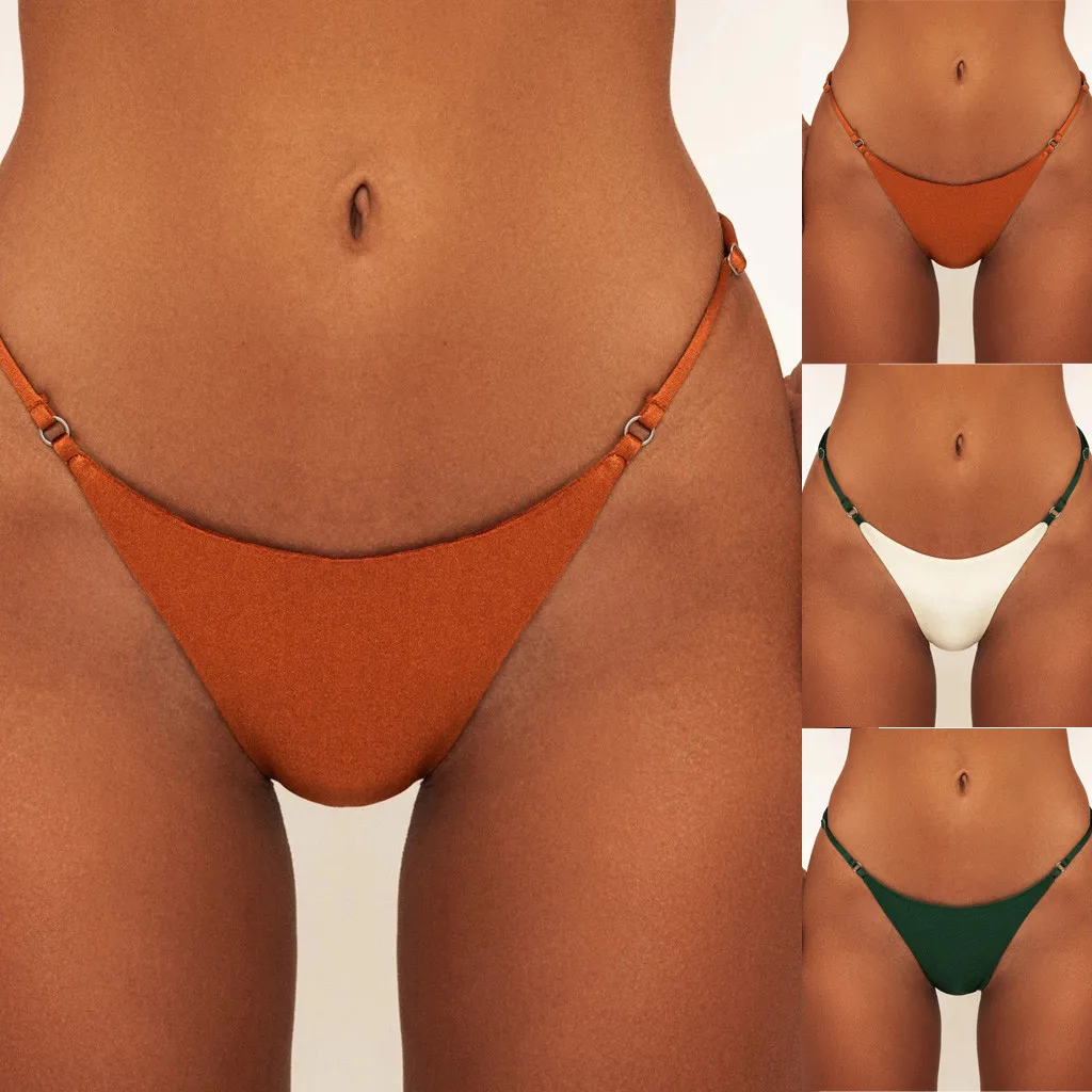 

Sexy Women Bikini Bottom Solid Color G-String Brazilian Thongs Swimwear High Waist Swimsuit Bottom Swimming Shorts For Ladies