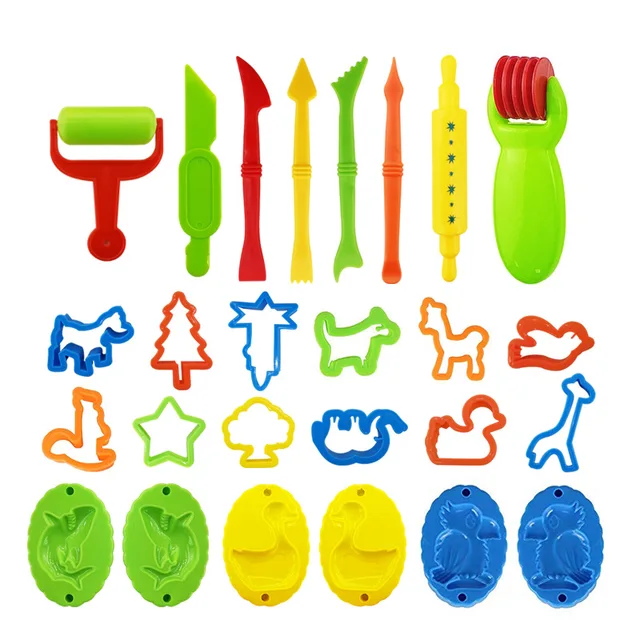 26pcs Play Dough Tools Kit DIY Plasticine Mold Modeling Clay Accessories Plastic Set Cutters Moulds Toys for Children Kids Gift 2