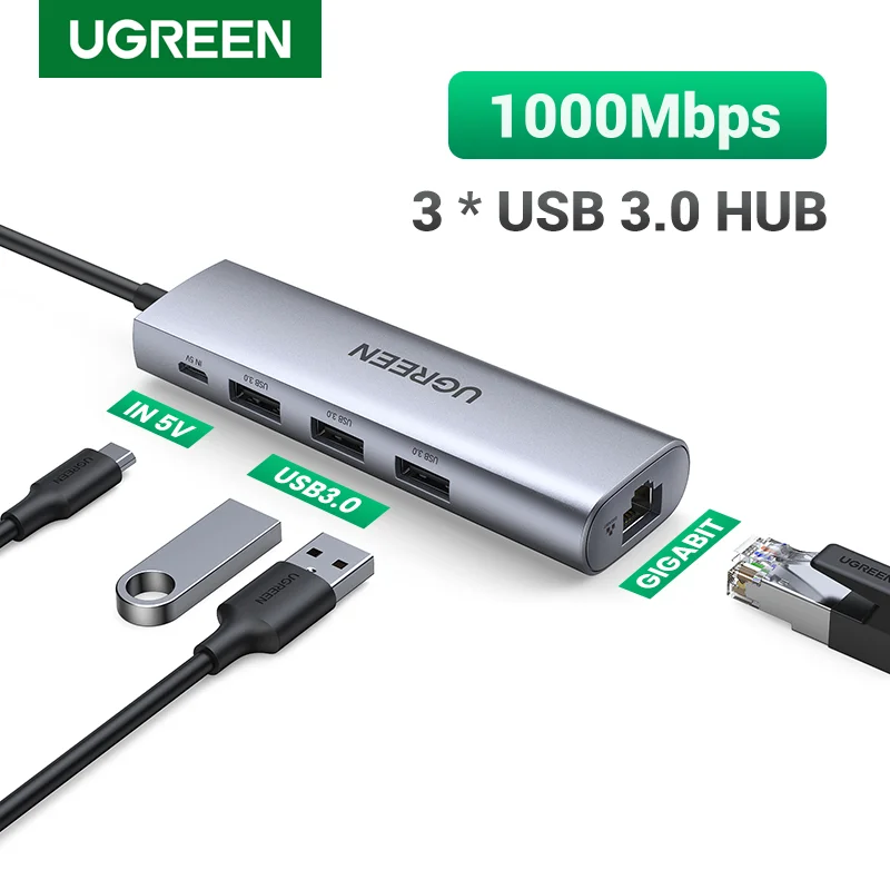 Адаптер UGREEN USB Ethernet концентратор 3 0 к RJ45 для ПК MacBook компьютерные аксессуары