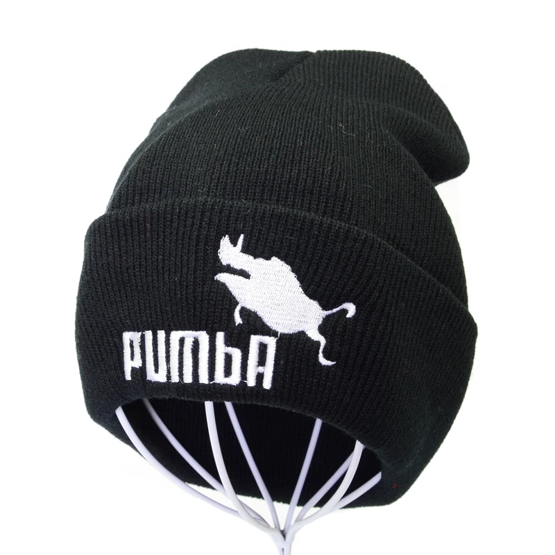 Смешная вязаная шапка Pumba с вышивкой модные шапки теплые зимние для женщин