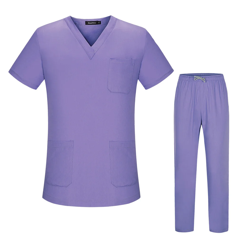 High Quality Spa Uniforms Unisex V-Neck Work Clothes Pet Grooming Institutions Scrubs Set Beauty Salon Clothes Scrubs Tops Pants