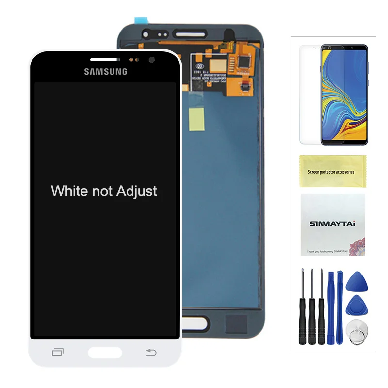 Teat J320 lcd для samsung Galaxy J3 J320 J320F SM-J320F дисплей кодирующий преобразователь сенсорного экрана в сборе Замена Бесплатный подарок - Цвет: Not adjustable White