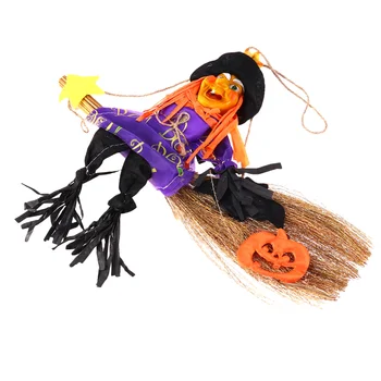 

Halloween Witch Ornament Witch Broomsticks Decoration Straw Broom Hanging Ornament Witch Style
