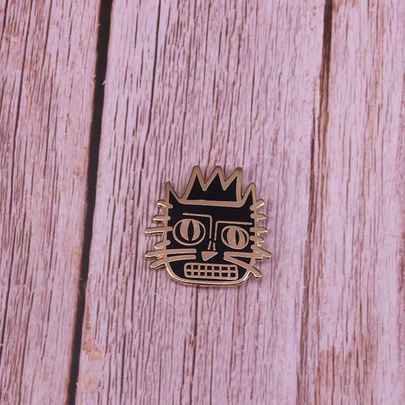 Basquiat значок с изображением короны художника шпилька с подвеской «Кот» граффити художника брошь Милая мода искусство ювелирные изделия подарок индивидуальные футболки куртки Декор