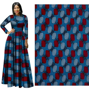 

Blue African Real Printed Wax Fabric 2020 New 3/6Yards Full Cotton Ankara Veritable Wax Fabric For Wedding Party Dress