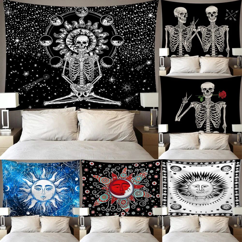 США сток человеческий скелет Роза гобелен настенный Мандала одеяло пледы для дома и общежития Декор