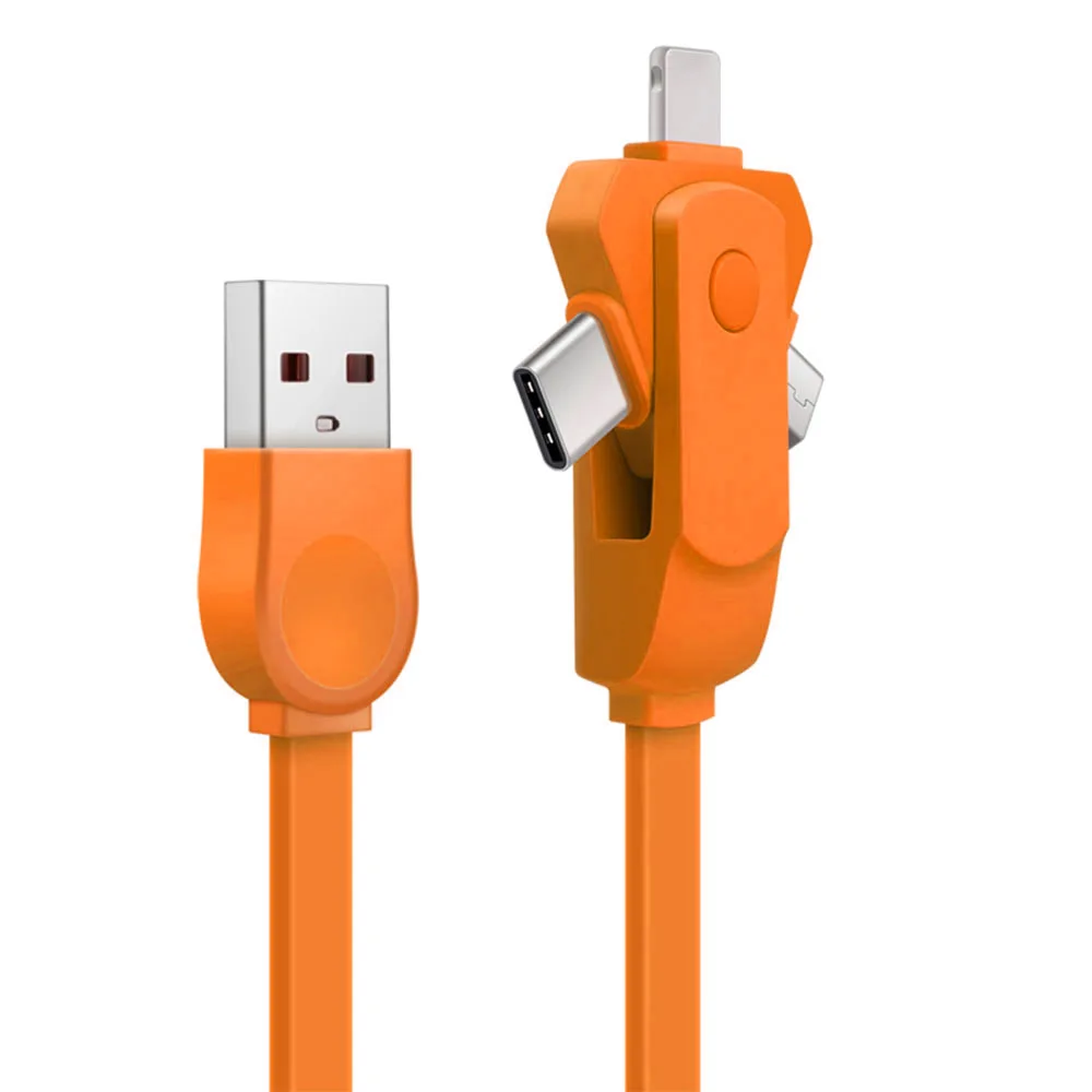 KISSCASE Универсальный 3 в 1 2.4A type-C кабель Micro USB кабели type-C кабель Micro USB телефон зарядное устройство кабели адаптер для samsung S10 - Цвет: Оранжевый