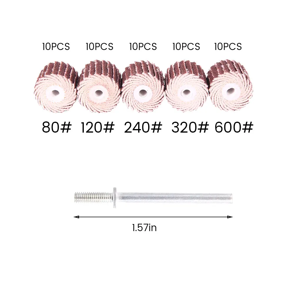 50Pcs 80# 120# 240# 320# 600# Grit Flap Wheel Sander Sanding Disc Replacement Abrasive Grinder Rotary Tool Mini Drill Tools