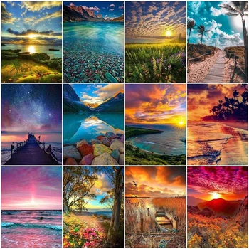 

EverShine Oil Picture By Numbers Sea Hand Painted Landscape Drawing Scenery Canvas Wall Art Home Decoration