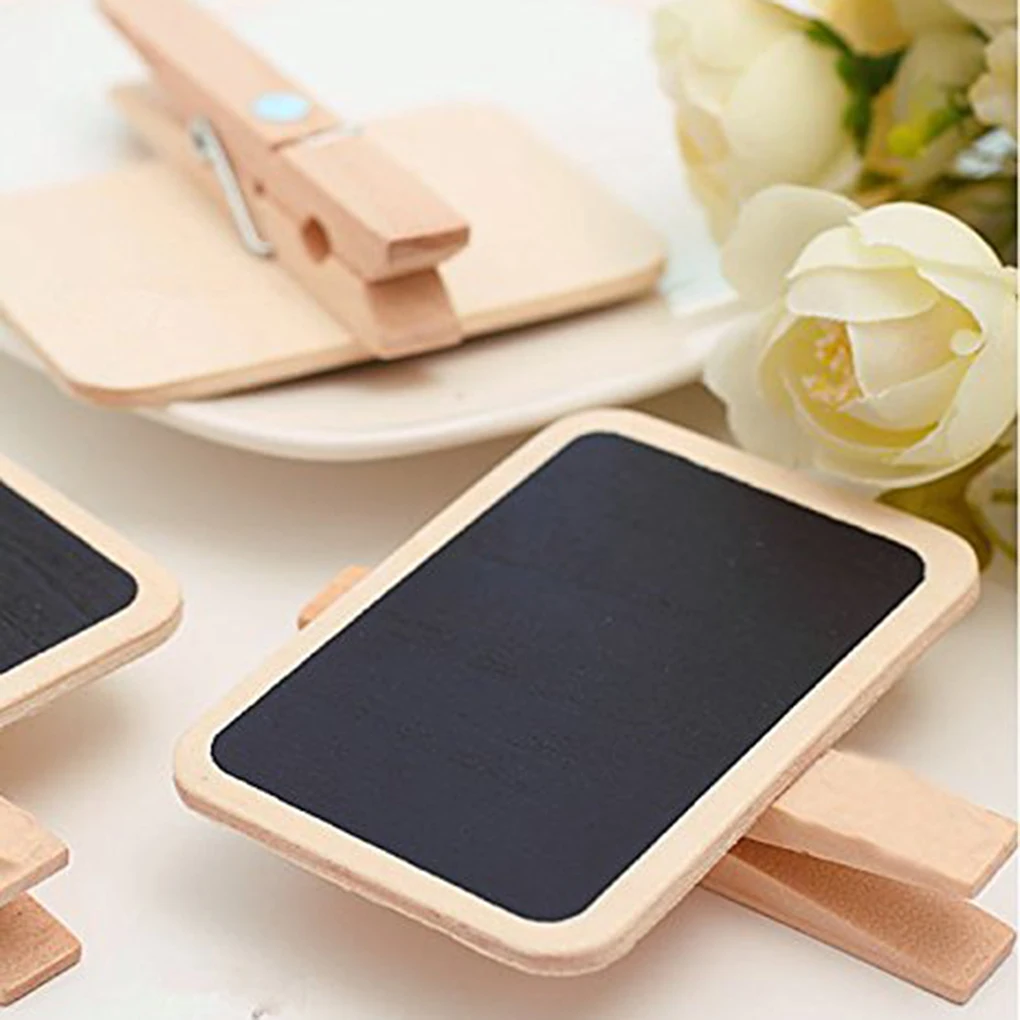 Mini Wooden Blackboard Clamps Note Retangle Chalkboard Clip Tag Message Board for Wedding Party Paper Photo DIY 10pcs wooden blackboard wooden chalkboard