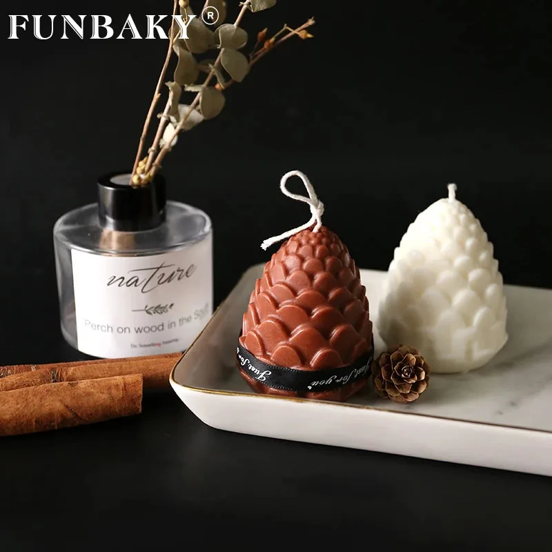 

FUNBAKY 6 Cavity Pine Cone Candle Molds For Candle Making Christmas Decoration Handmade Diy Candle Mold Silicone Mold