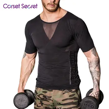 

Corset Secret Seamless Men Body Shaper Slimming Vest Tight Tank Top Short Sleeve Compression Shirt Tummy Control Underwear