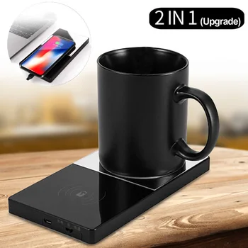 

2 In 1 Heating Mug Cup Warmer Electric Wireless Charger for Home Office Coffee Milk AS99