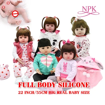 

big real baby size 55CM full body soft silicone reborn toddler girl princess doll bath doll toy Bonecas girl menina de silicone