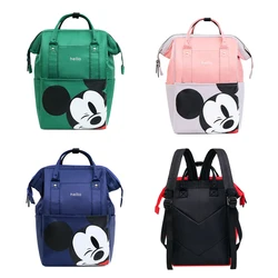 Disney Bolso de maternidad de Mickey Mouse para bebé, mochila de viaje al aire libre de gran capacidad, a la moda, para cochecito