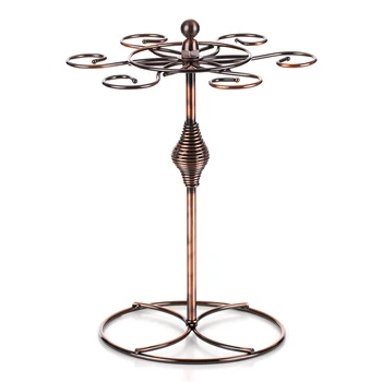 

Hot Classic Elegant Metal Freestanding Tabletop Stemware Storage Rack Wine Glass Cup Holder with 6 Hooks Wine Glass Rack