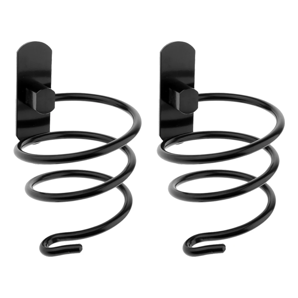 Set of 2, Spiral Style Hair Dryer Stand Holder Wall Mounted, Great Bathroom Washroom Organizer