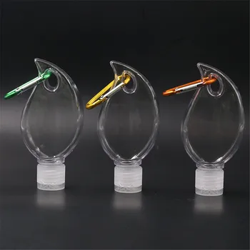 

5pcs 50ml Portable Leaf Shape Empty Refillable Bottle With Key Ring Hook Travel Hand Sanitizer Bottle Hook Keychain Carrier