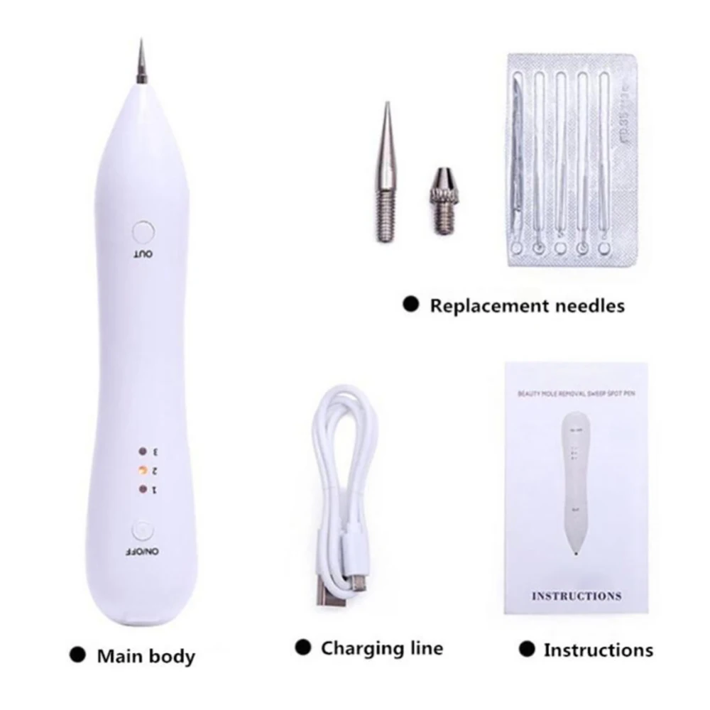 

Cordless Laser Electric Painless Removal Pen for Dark Age Spot Mole Freckle Professional Mole Removal Pen and needles set