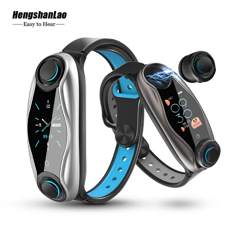 

Wireless Smart Wristband Fitness Tracker Bracelet Bluetooth Earphone 2 In 1 Bluetooth 5.0 Chip IP67 Waterproof Sport Smart Watch