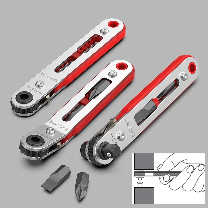 

BROPPE Two-way Magnetic Ratchet Wrench 1/4" Hex Shank Screwdriver Handle For Narrow Space DIY Hand Tools Set