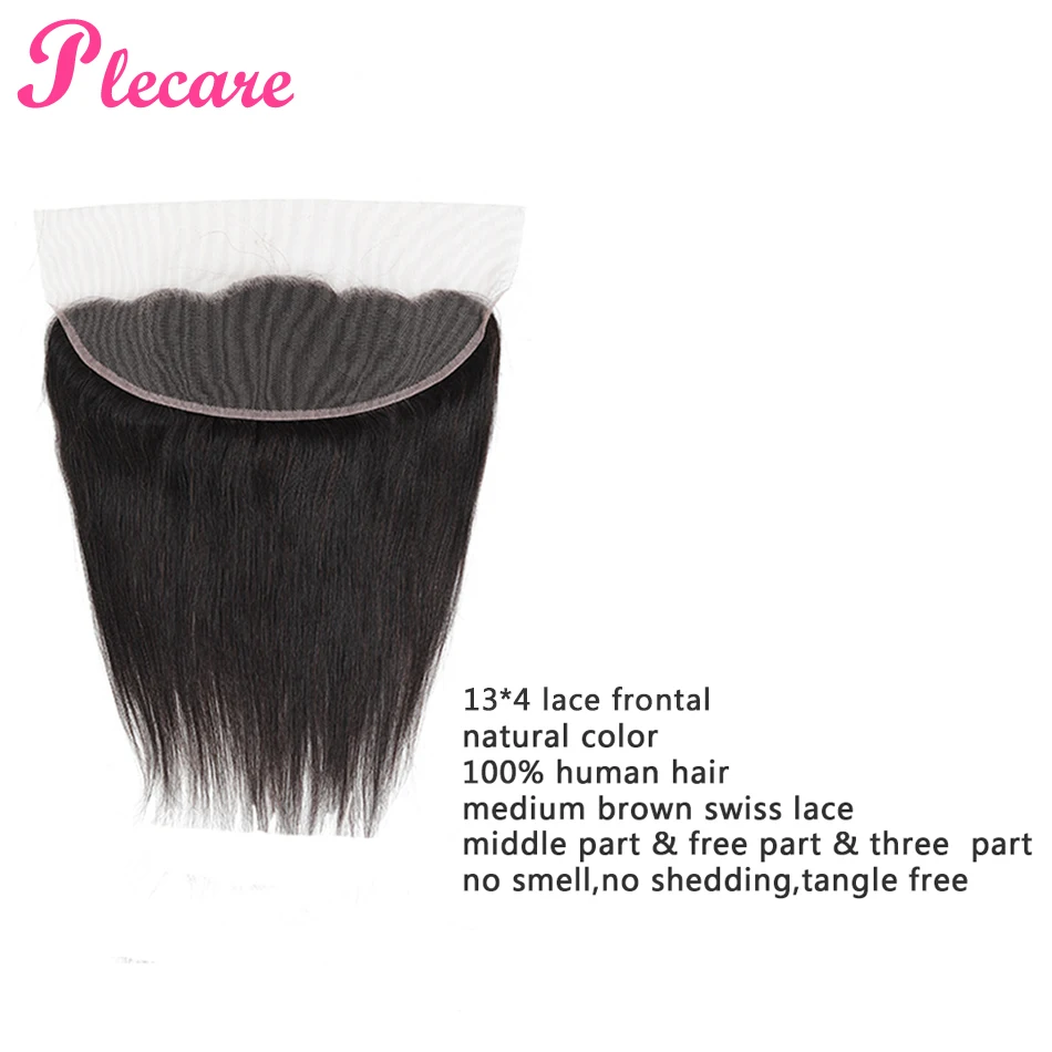 Plecare 3 пряди с фронтальной перуанской человеческих волос средний коэффициент прямые пряди не Реми натуральный цвет 8-30 дюймов Пряди