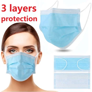 

3 layers Disposable Masks Dustproof Face Mouth Masks Non Woven Anti PM2.5 Anti Influenza Breathing Safety Masks Face Care Masks