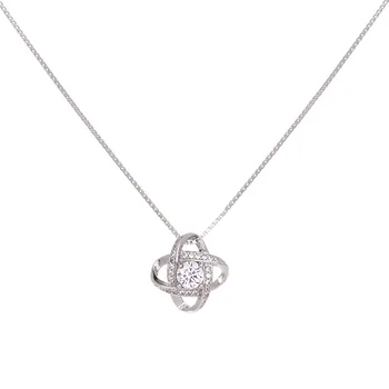 

S925 Sterling Silver Four-leaf Clover Simple Necklace Fashion Clavicle Chain Japan and South Korea Micro-set Chain