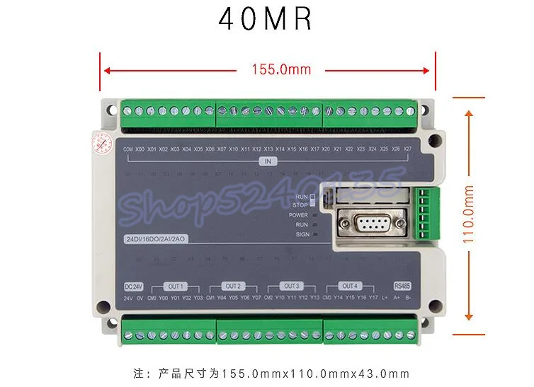 FX3U 40MR PLC программируемый контроллер 24DI 16DO 2AD 2DA с аналоговым портом связи RS485 и высокоскоростным импульсным выходом MODBUS