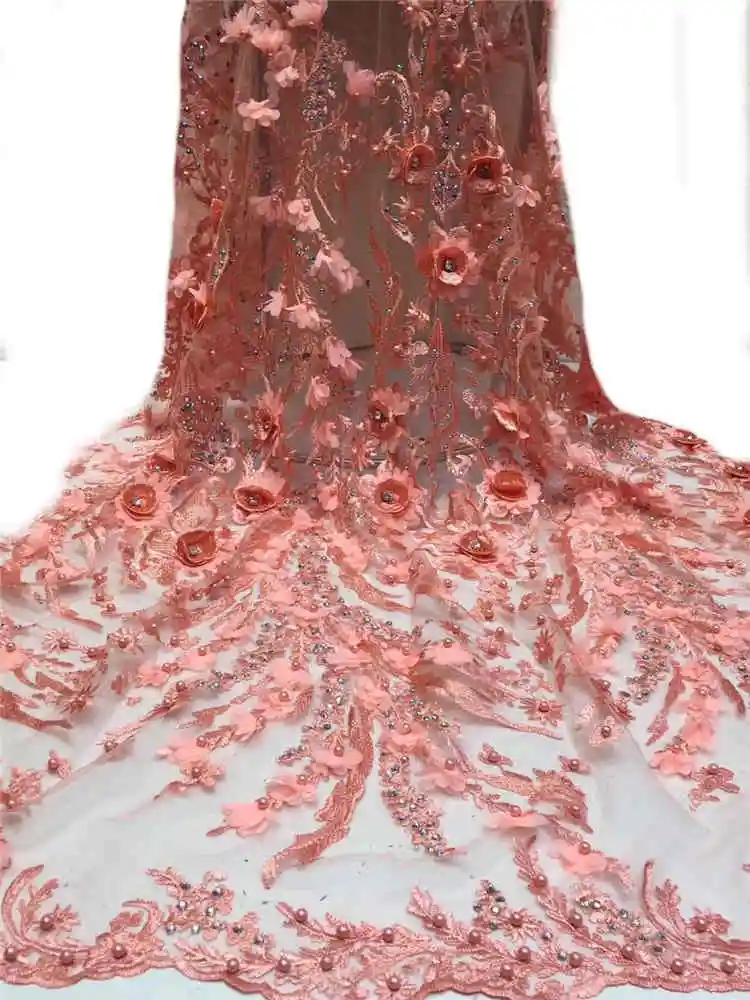 

Hot sales African lace fabric 2019High quality 3DApplique lace with heavy Biggest stones for Wedding Dresses lace Winn518e