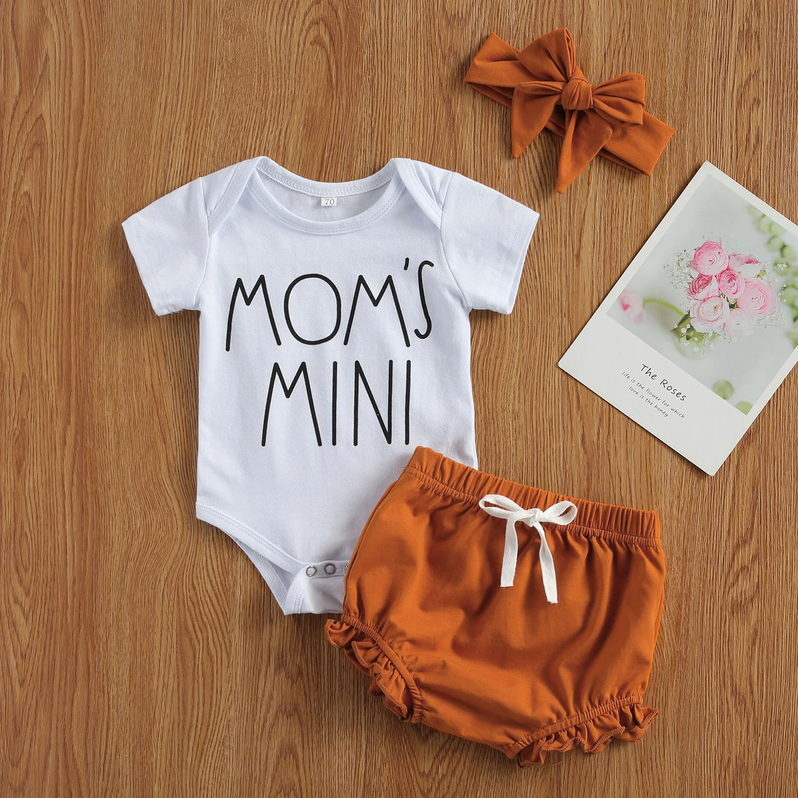 0-24M Baby Boys Girls Summer 3pcs Outfits Sets Short Sleeve Letter Print T-shirts+Floral High Waist Shorts+Headband Soft Outfits Baby Clothing Set classic Baby Clothing Set