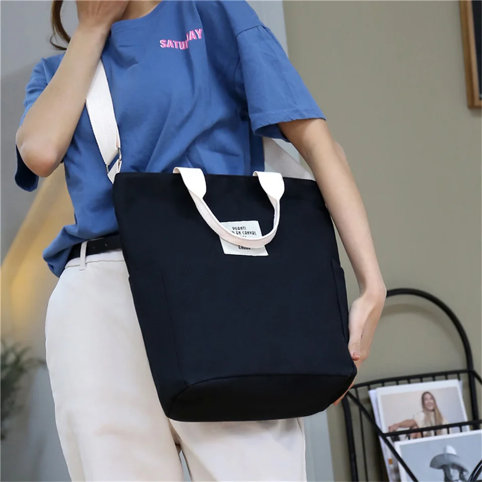 Korean Canvas Shoulder Bag Zipper Luxury Women Bags Designer Women Messenger Bag Female Simple Handbag Letter Printing tote 6
