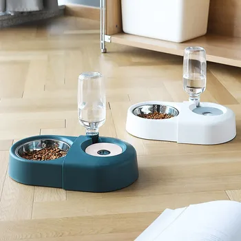 

Portable Pet Cat Dog Food Feeder Dish Automatic Drinking Bowl Fountain For Pet Food Basin Double Bowl Dish Bowls Pet Supplies #