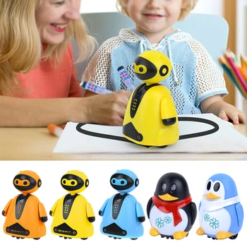 

With Light Music Smart Inductive Robot Xmas Gift Follow Any Drawn Line Cute Pen Kid Education Home Mini Children Toy Electric