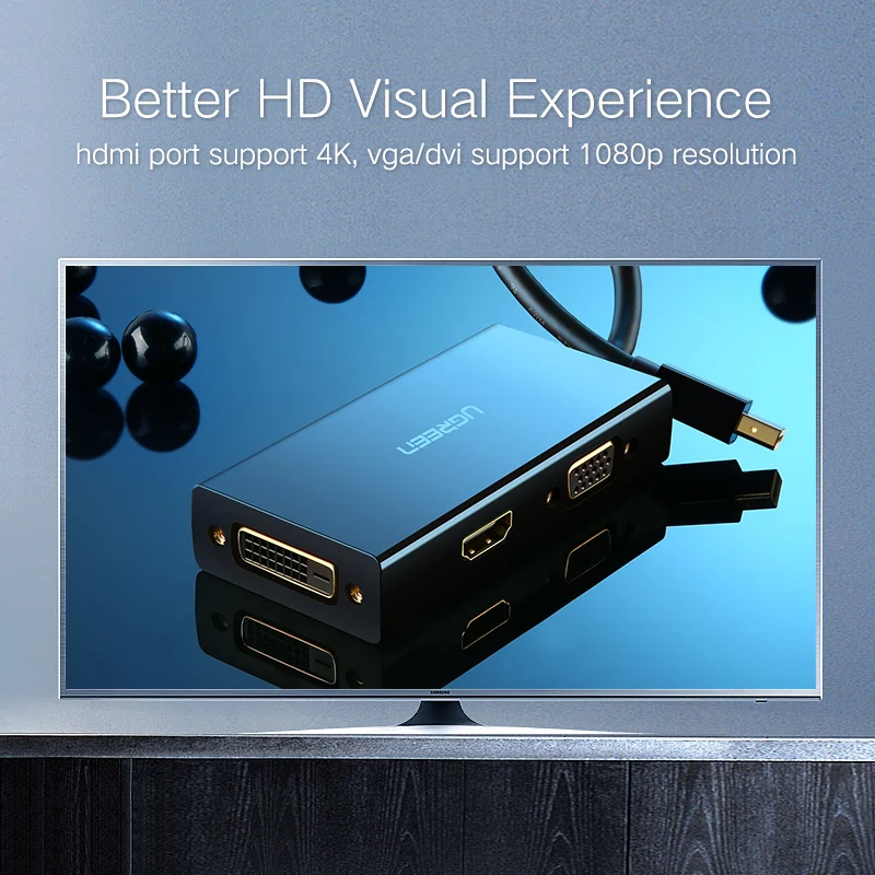 Ugreen Mini DisplayPort к HDMI VGA DVI адаптер Thunderbolt 2 конвертер Мини DP кабель для Surface Pro 4