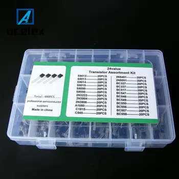 

24Values TO-92 Transistor Assortment Assorted Kit Each BC327 BC337 BC517 BC547 BC548 BC549 2N2222 3906 3904 5401 5551 C945 1015