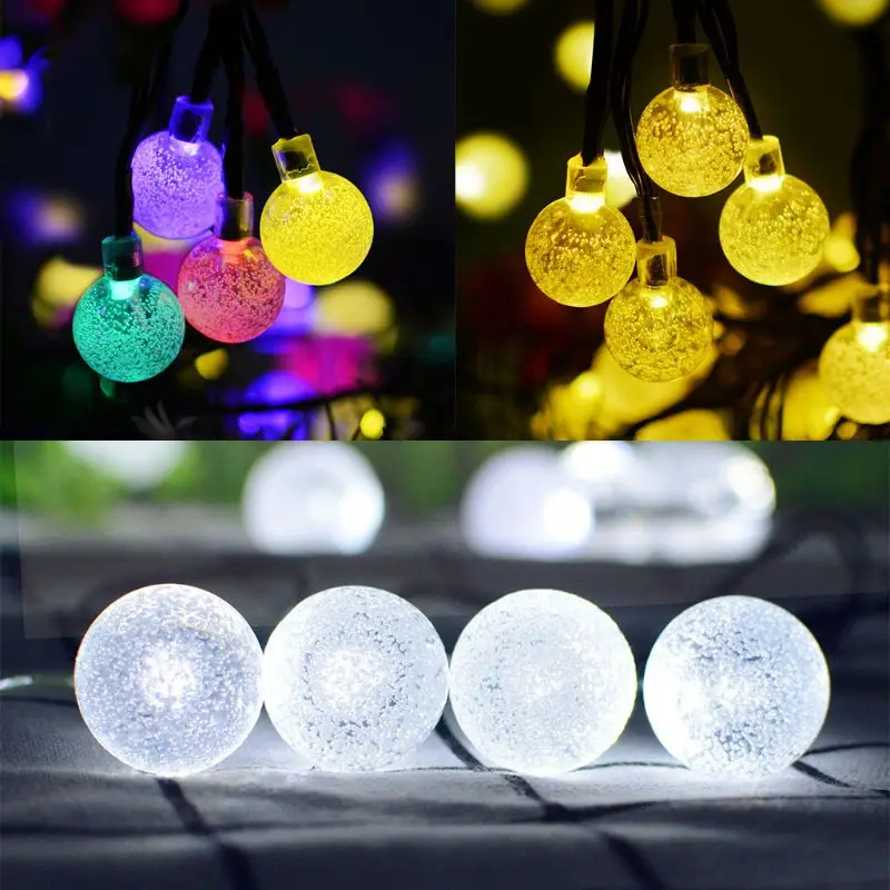 

20/30 LEDs Solar Power Bubble Balls String Light USB Charging Party Holiday