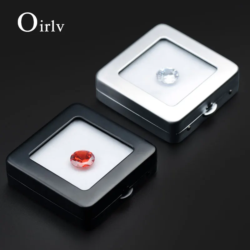 

Oirlv New Black or Silver Loose Diamond Display Box Bare drill Gift Stand Holder Jewelry Organizer Packaging for Shop Counter