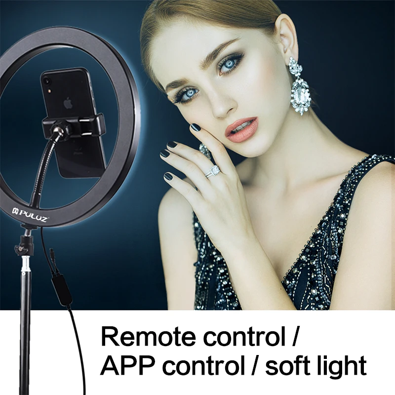 maquillaje Anillo de luz LED de 12 con soporte plegable anillo de luz LED portátil para videos de YouTube Selfie Adecuado para teléfonos inteligentes Android iOS transmisión en vivo 